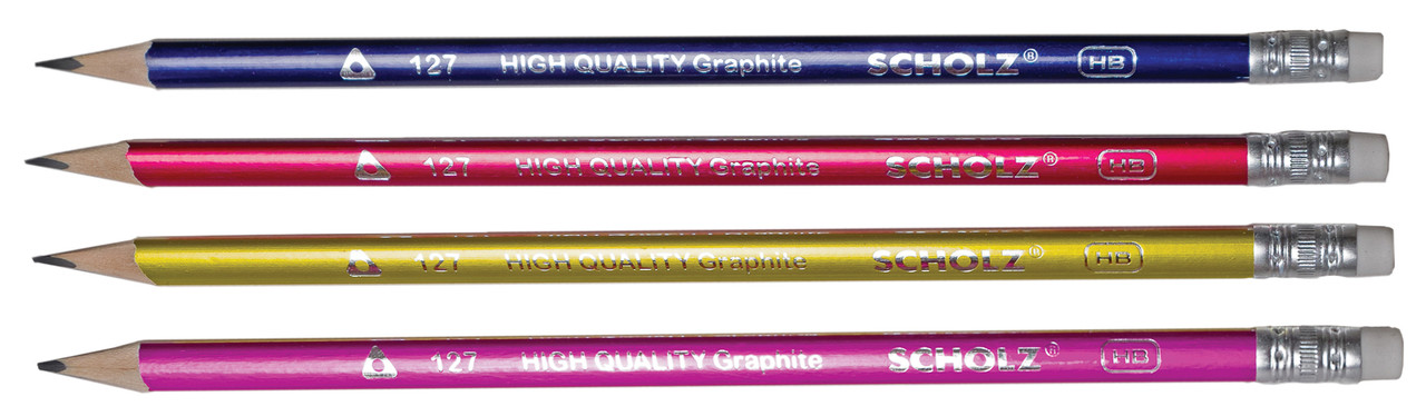 Олівець графітний SCHOLZ (127SCH) METALLIC, HB, 189мм, з ластиком, тригранний